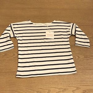 NWT Janie and Jack + Juno Valentine White and Navy Striped Boat Shirt